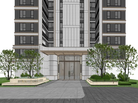 现代高层住宅SU模型