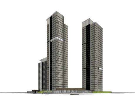 现代高层住宅公寓SU模型