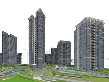 现代高层住宅SU模型