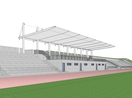 操场跑道看台SU模型