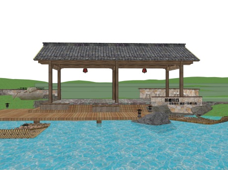 茶樱花谷码头SU模型