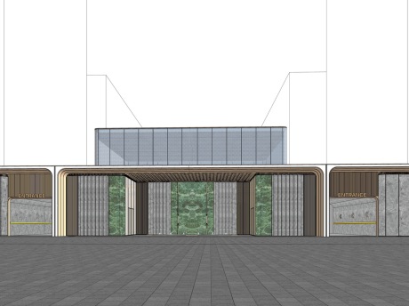 现代大门SU模型