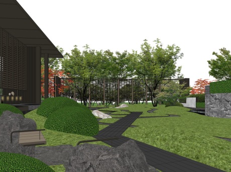 华润中德开中庭景观SU模型