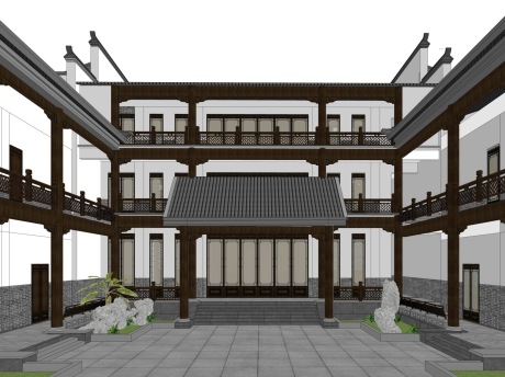 吴氏庄园徽派四合院SU模型