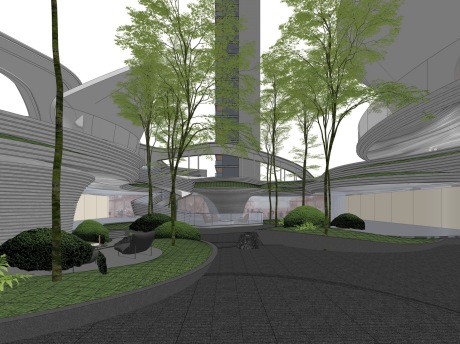 现代示范区下沉空间SU模型