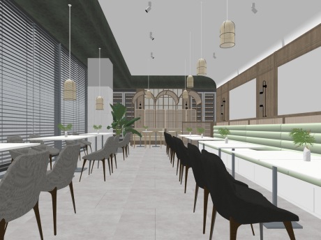 现代餐厅SU模型