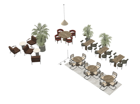 现代餐桌椅组合SU模型