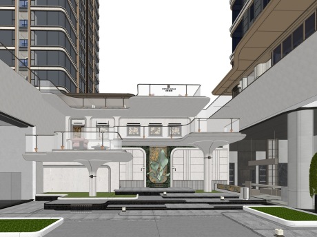 公园道1號海派住宅下沉庭院SU模型