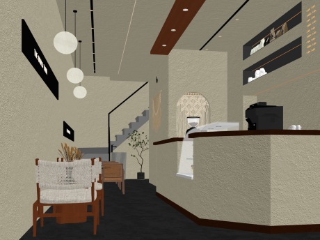 咖啡厅奶茶店SU模型