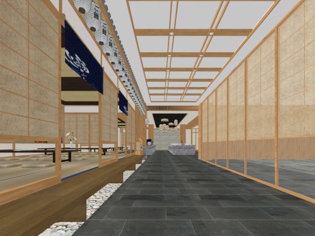 日式餐厅SU模型