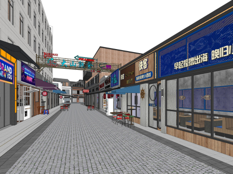 现代商业街SU模型
