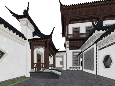 古建四合院SU模型