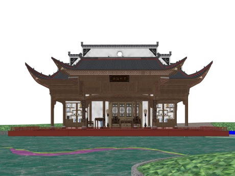 双溪映月古建戏台SU模型