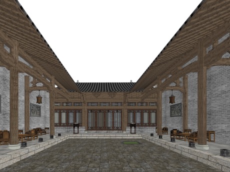 中式四合院SU模型