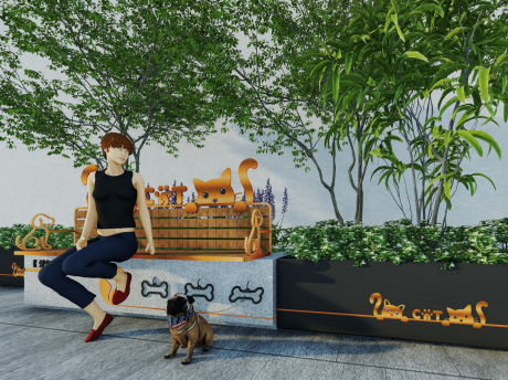 宠物休息站坐凳SU模型