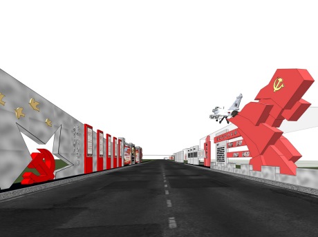 红色党建文化长廊SU模型