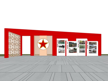 红色党建文化长廊SU模型