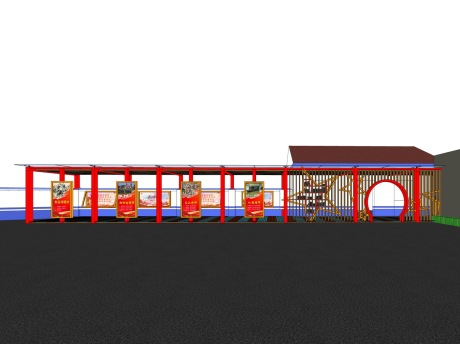 红色党建文化长廊SU模型