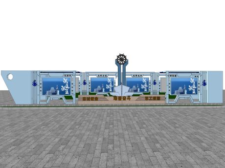 红色党建文化长廊SU模型