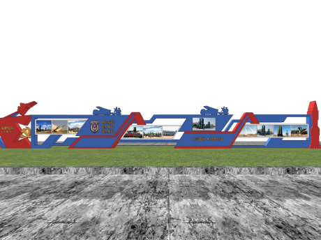 红色党建宣传栏SU模型