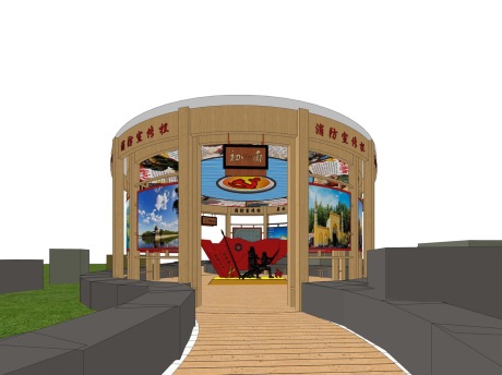 红色党建文化长廊初心廊SU模型