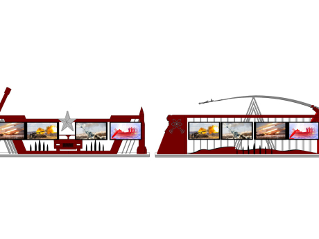 红色党建宣传栏SU模型