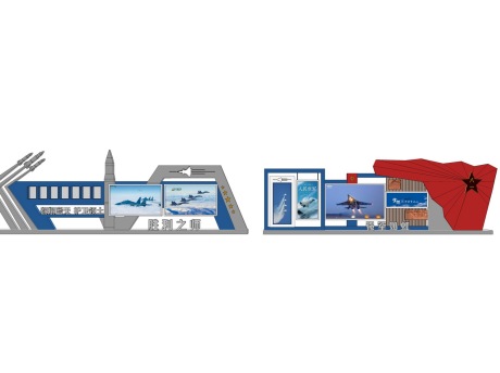 红色党建宣传栏SU模型