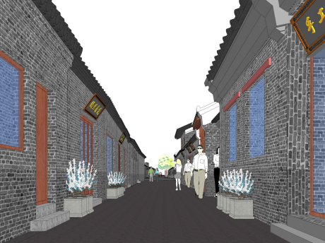 齐白石纪念馆故居胡同街巷四合院SU模型