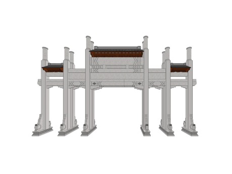 中式牌坊SU模型