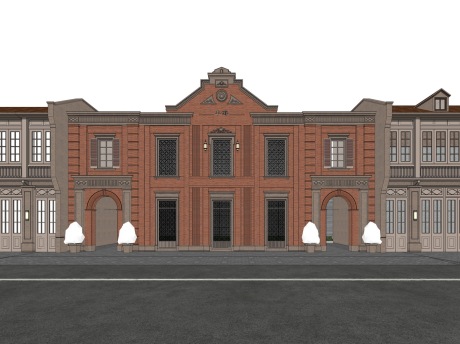 中海民国风石库门商业街SU模型