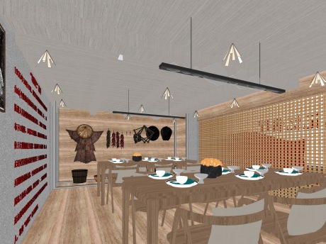 延安记忆红色文化餐厅SU模型