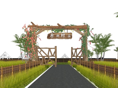 村庄大门SU模型