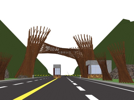 罗回山风景保护区大门SU模型