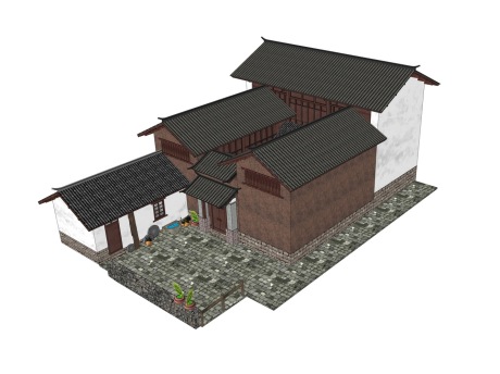 云南大理白族民居SU模型