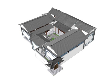 云南大理白族民居SU模型