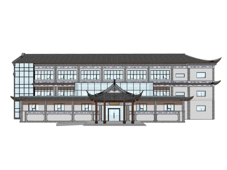 云南大理白族办公楼SU模型