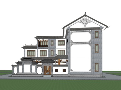 云南大理白族民居SU模型