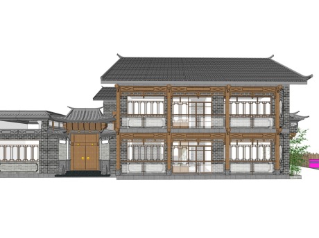 云南大理白族民宿SU模型