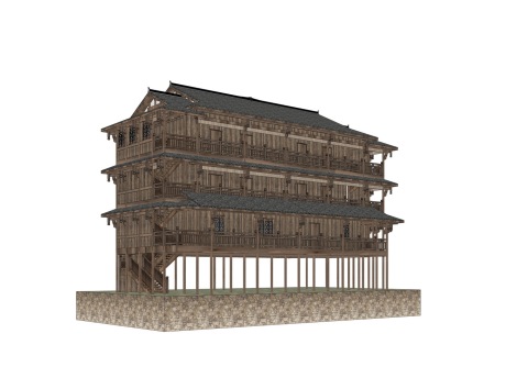 传统民居吊脚楼SU模型