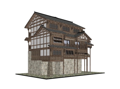 传统民居吊脚楼SU模型