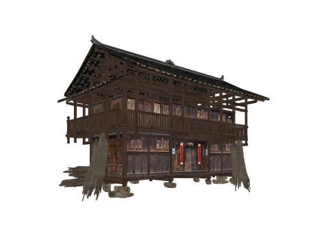 吊脚楼木屋民居SU模型
