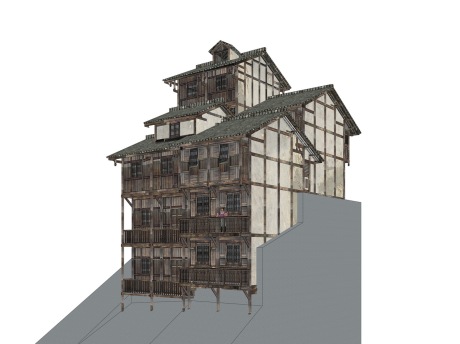 木屋吊脚楼民居SU模型
