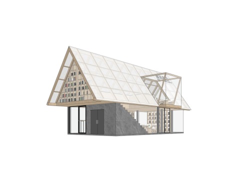 听风书屋文创展台集市SU模型