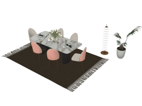 现代餐桌椅SU模型