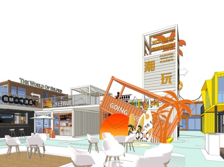 河南郑州风涌潮玩街区SU模型