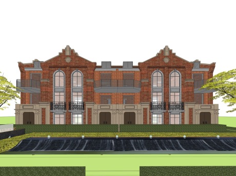 上海虹口中海石库门红砖别墅SU模型