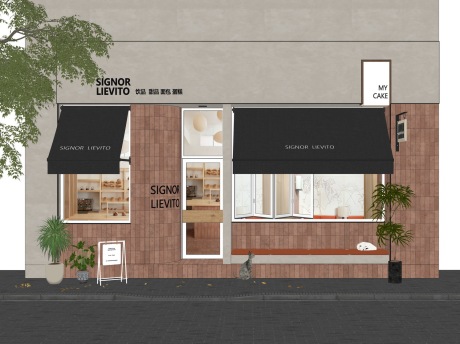 甜品店奶茶店门头SU模型