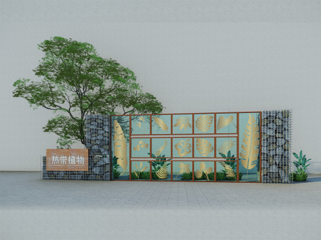 东南亚热带植物树叶剪影SU模型