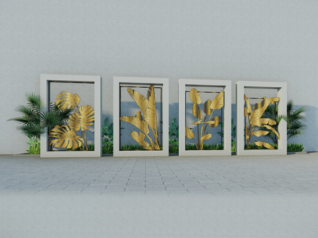 东南亚热带植物树叶剪影SU模型