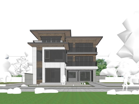 现代别墅自建房SU模型